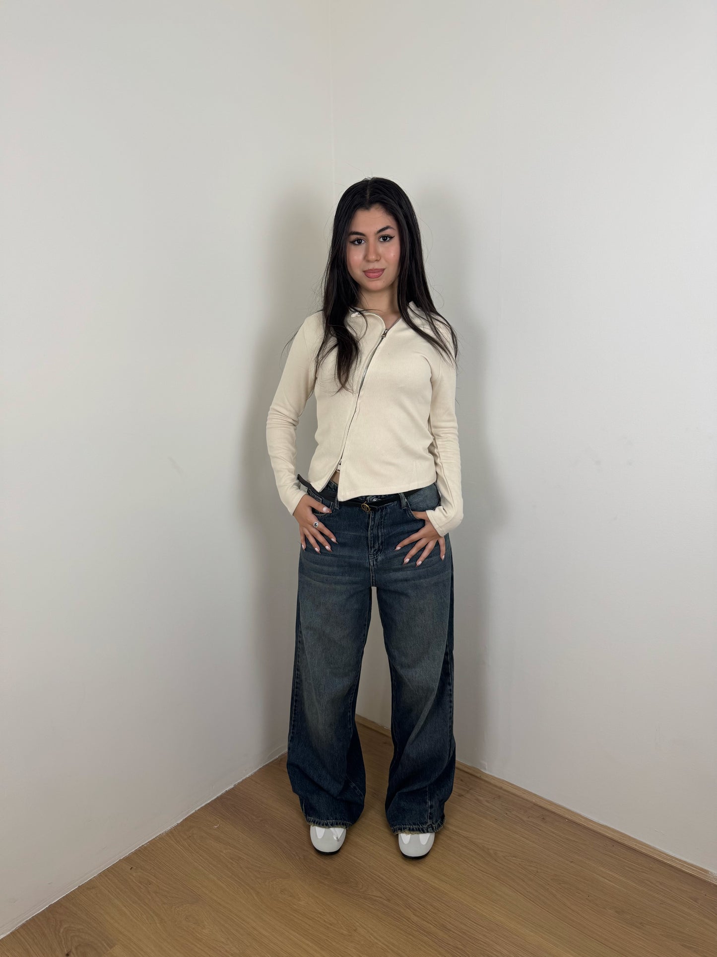 Double zipper long sleeves top