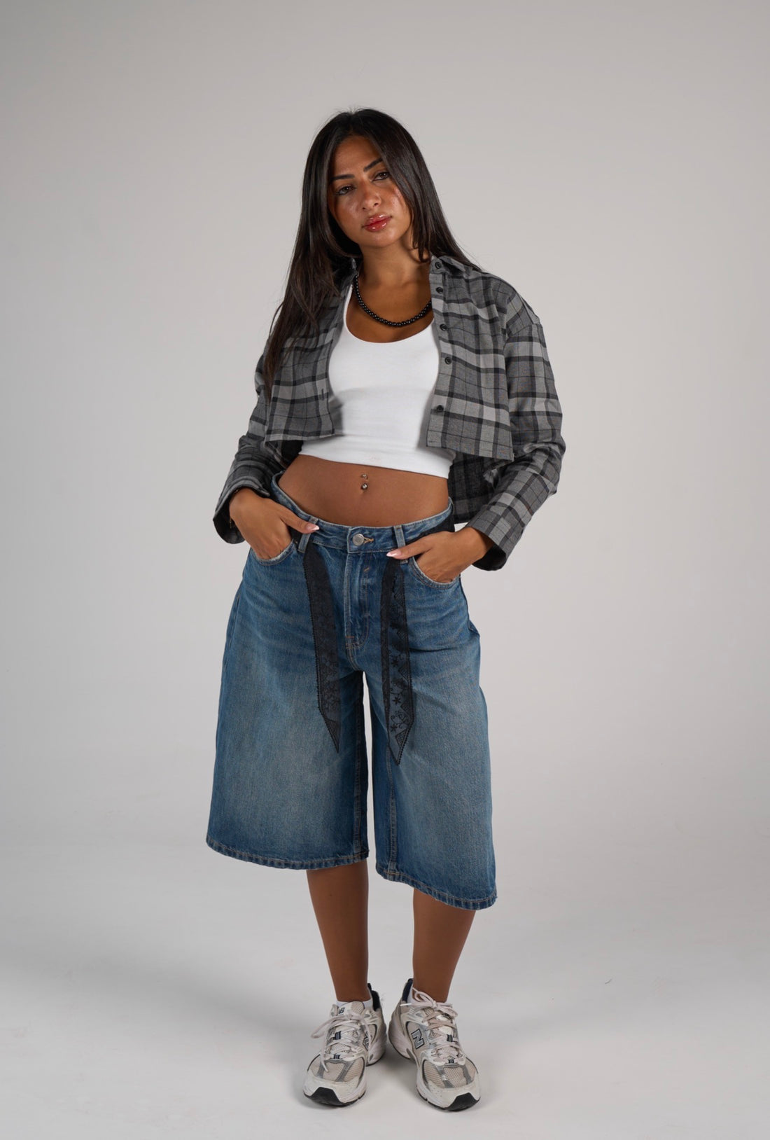 Plaid cropped shirt - Grey