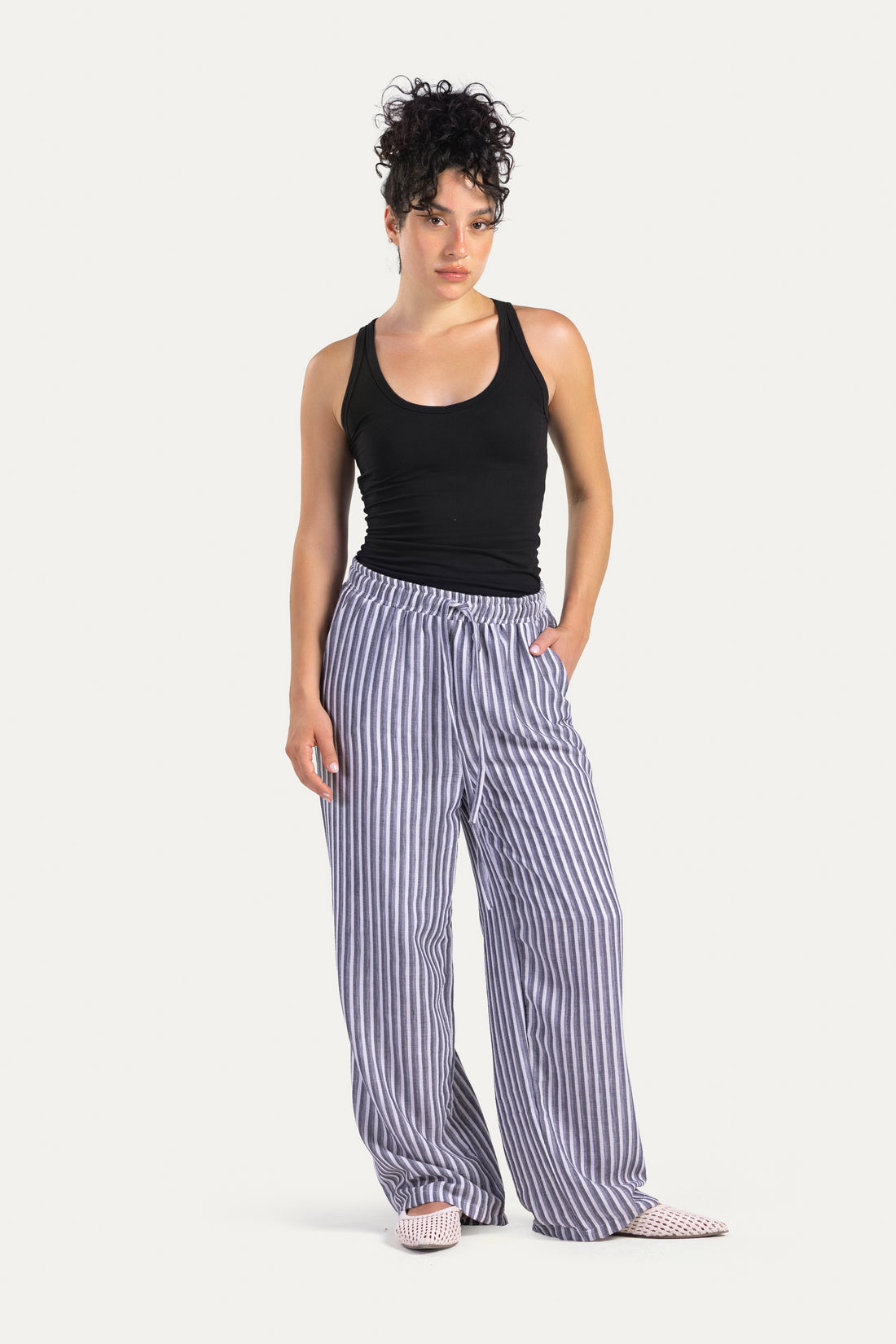 Stripped linen pants