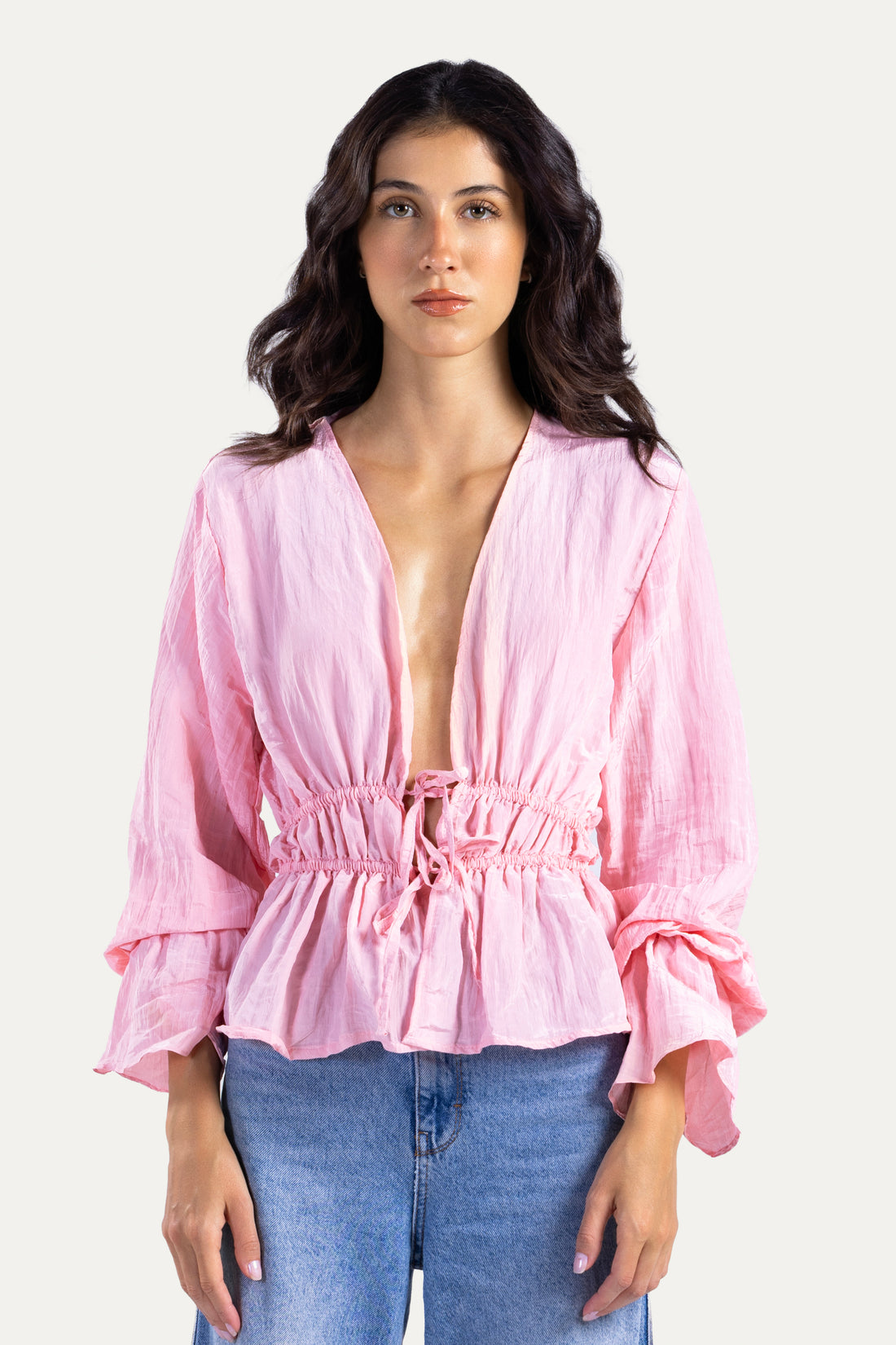 Fluffy ties blouse