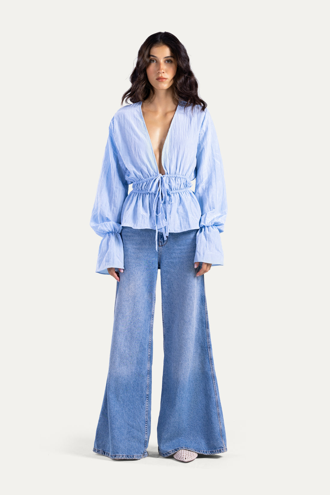 Fluffy ties blouse