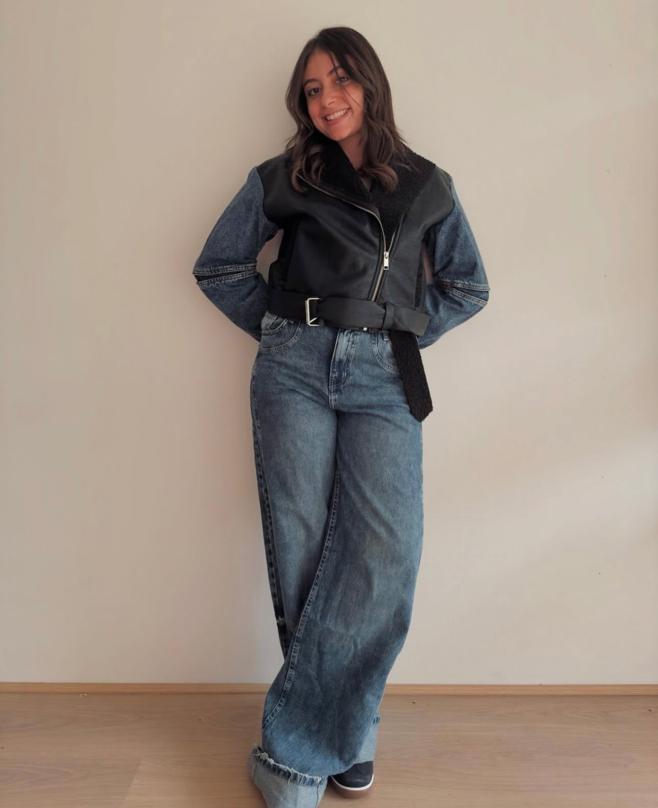 Jacket leather X jeans