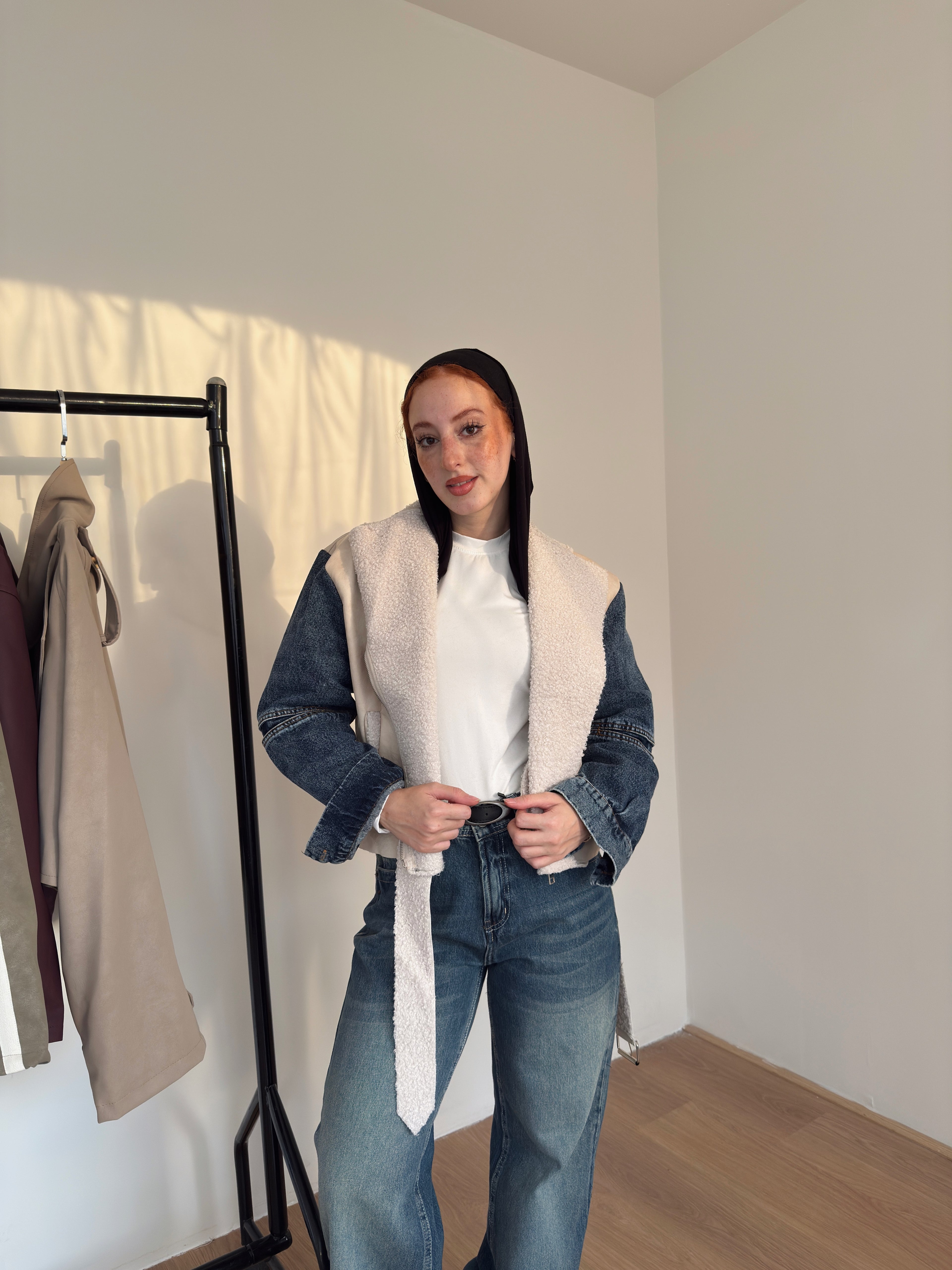 Leather X denim jacket