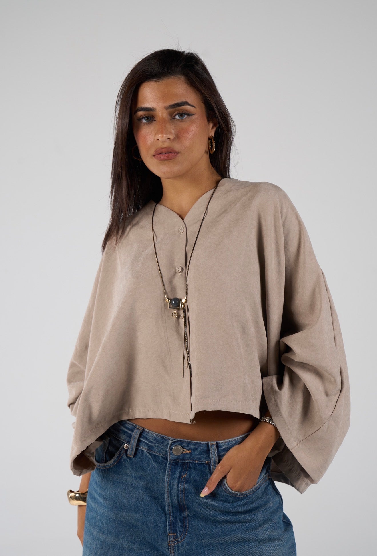 Sunset flare shirt - beige