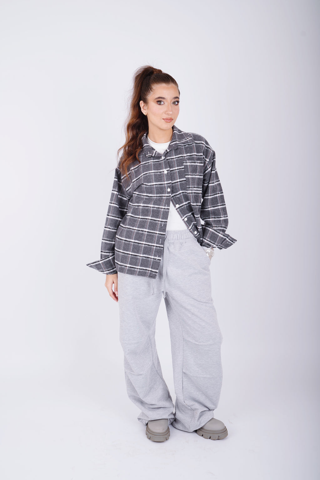 Plaid oversize shirt - gray