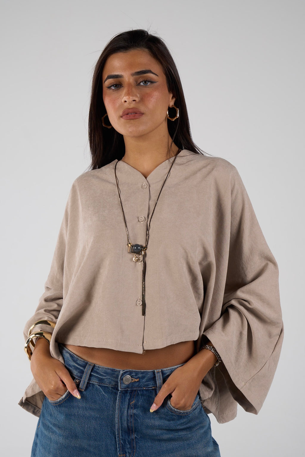 Sunset flare shirt - beige