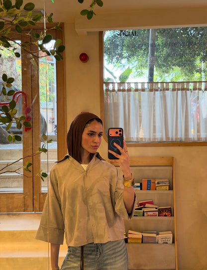Flowing shirt long sleeves - beige