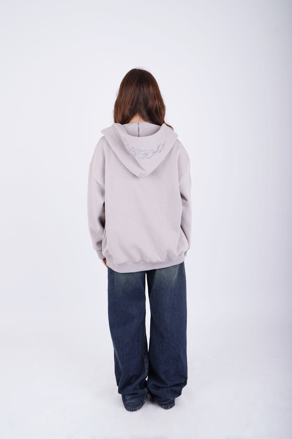 Embroidered sweatshirt full zip - gray