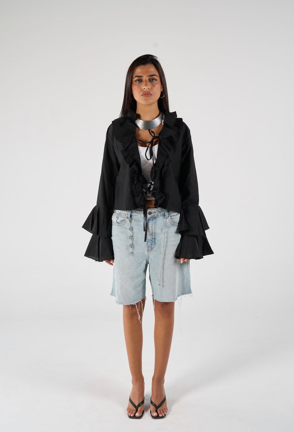 Ruffles blouse - black