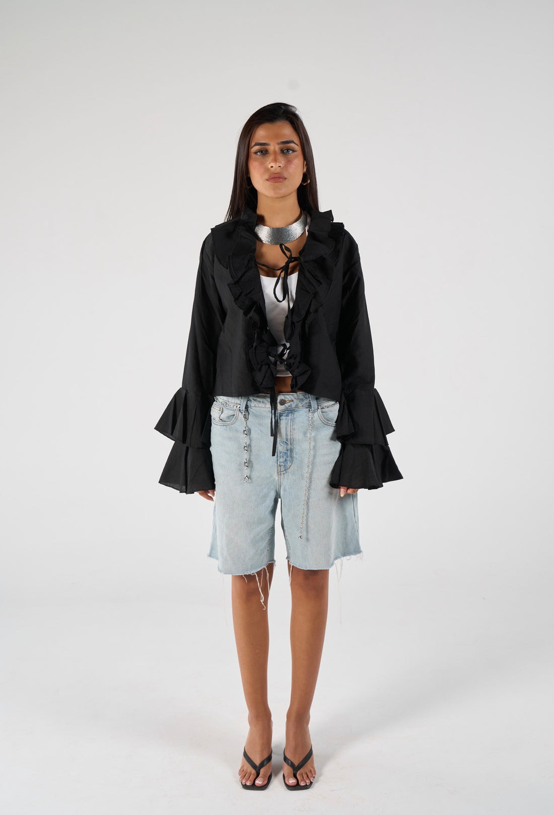 Ruffles blouse - black
