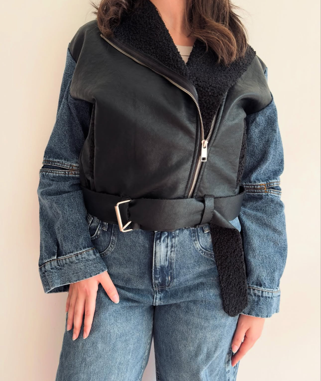 Jacket leather X jeans