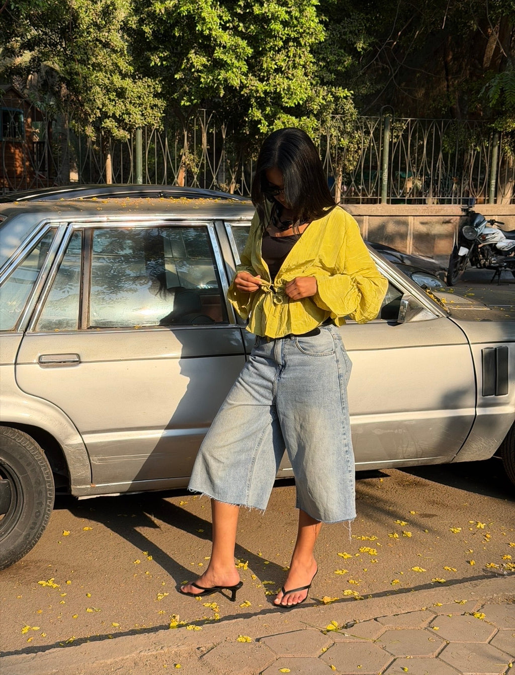 Fluffy ties blouse - avocado