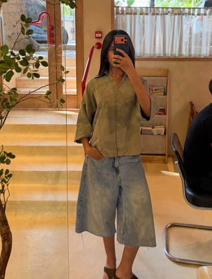 Flowing shirt long sleeves - olive