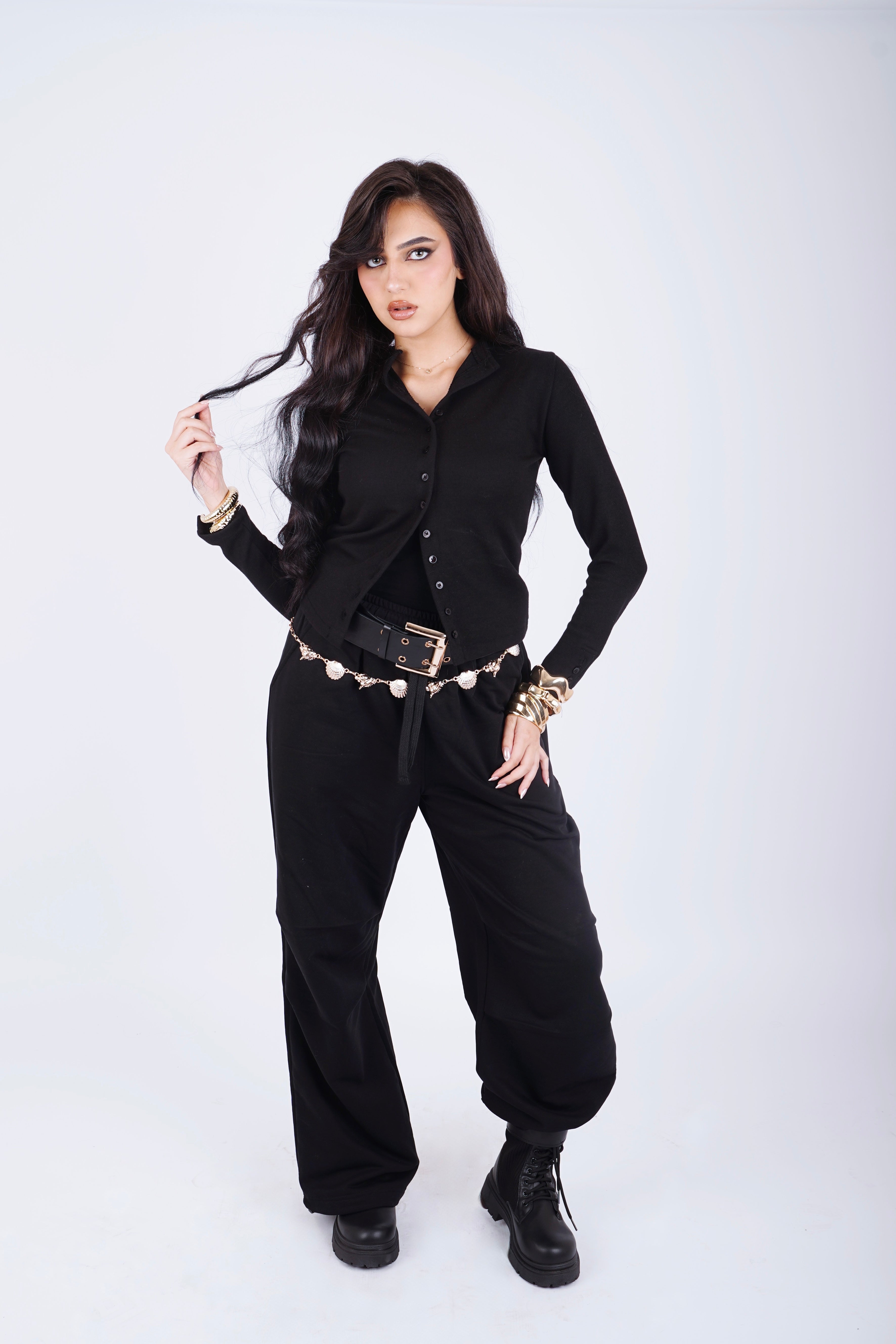 Button up top - black