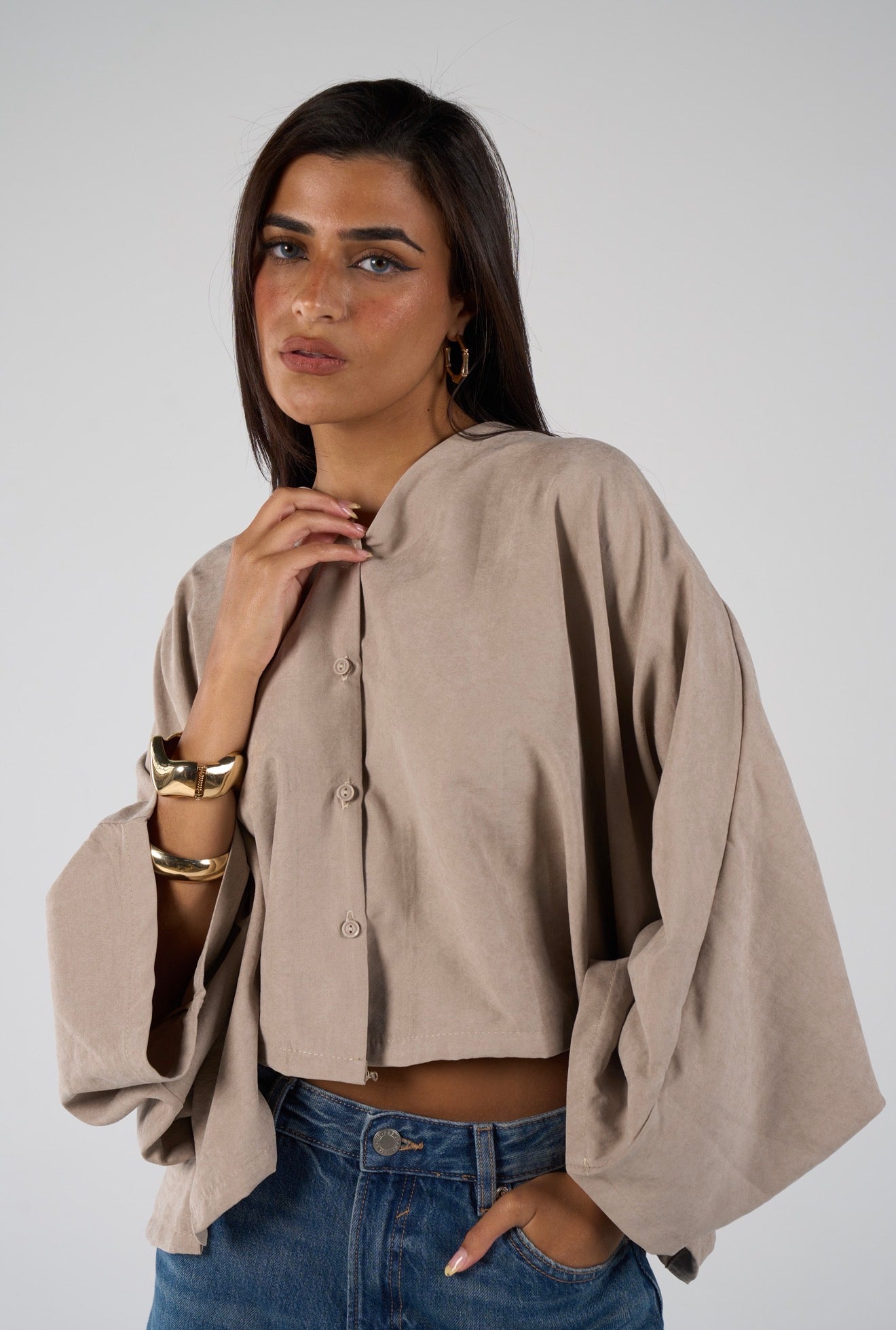 Sunset flare shirt - beige