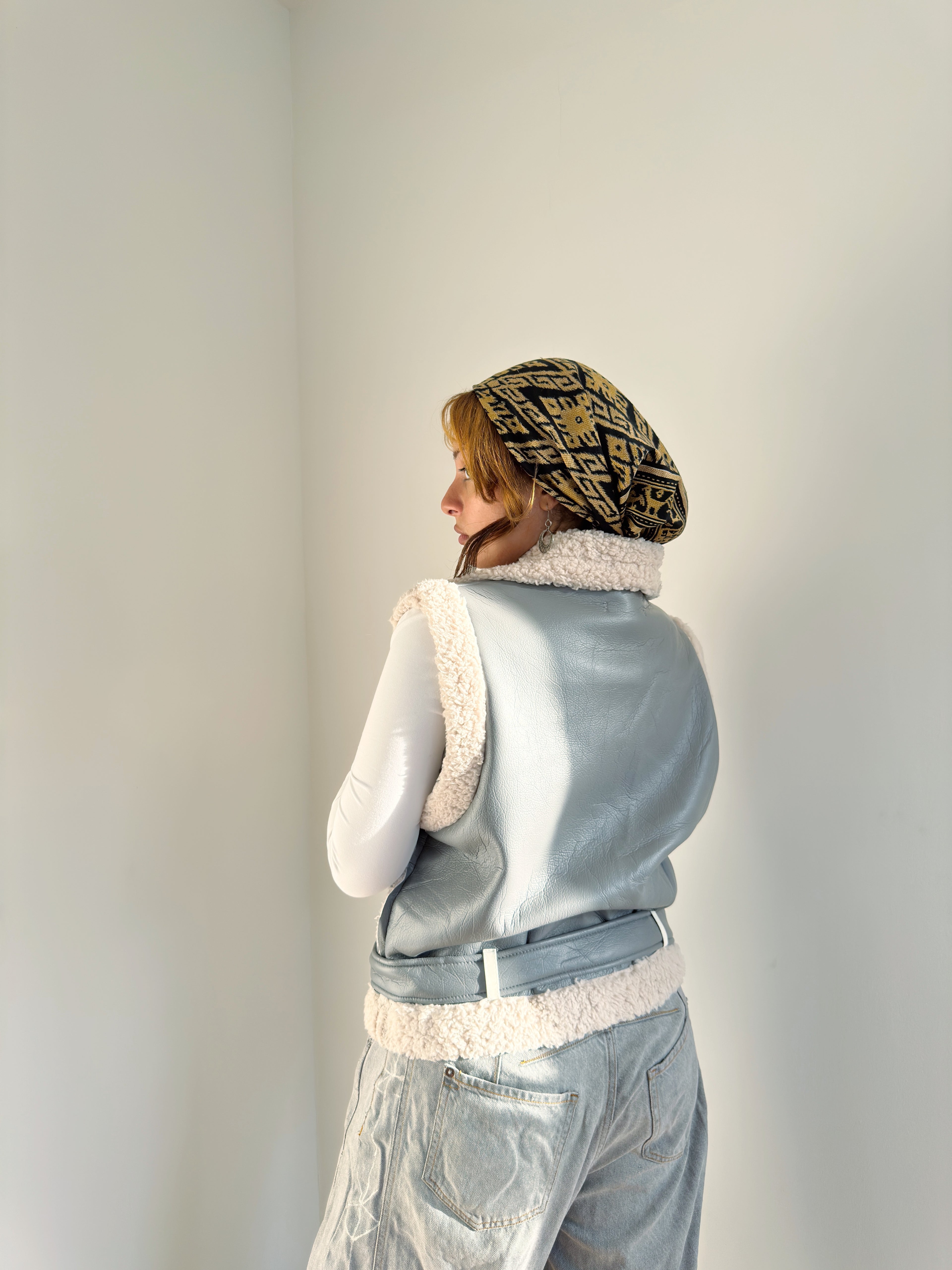 Leather X teddy vest