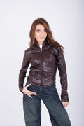 Corset leather jacket - brown