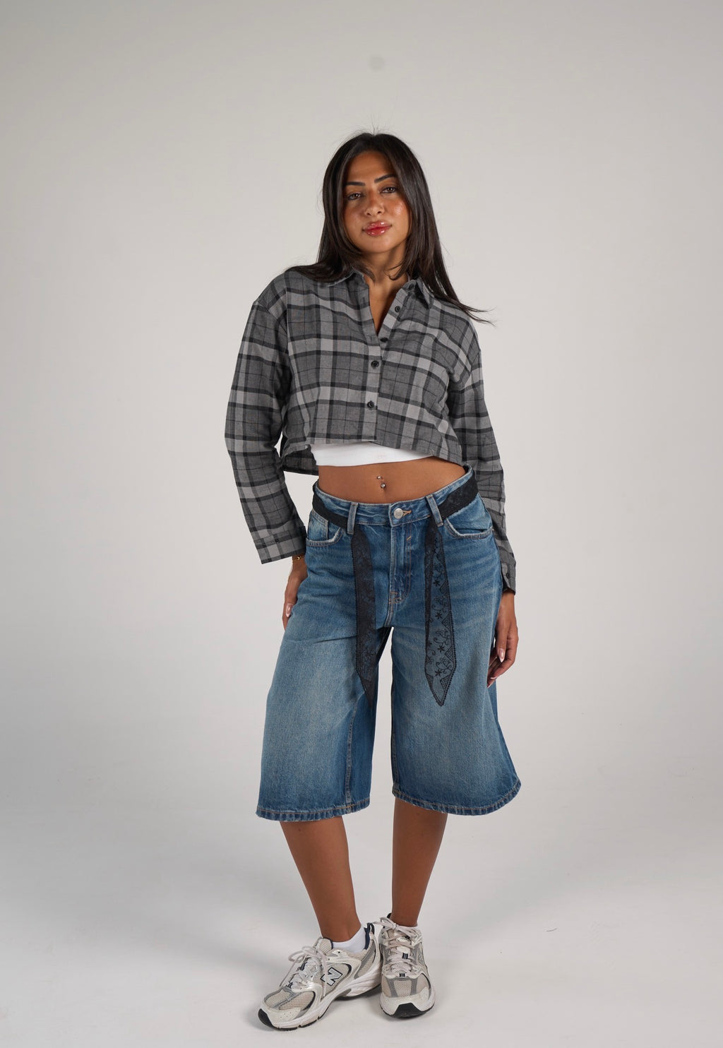 Plaid cropped shirt - Grey