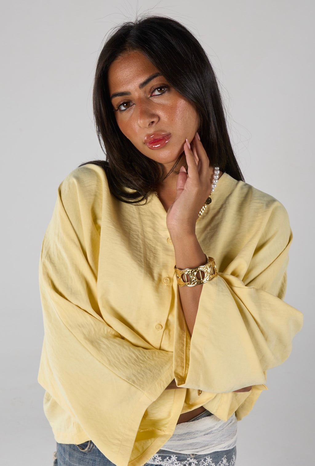 Sunset flare shirt - powder yellow