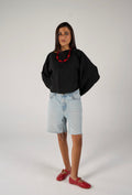 Crew neck lose blouse - black