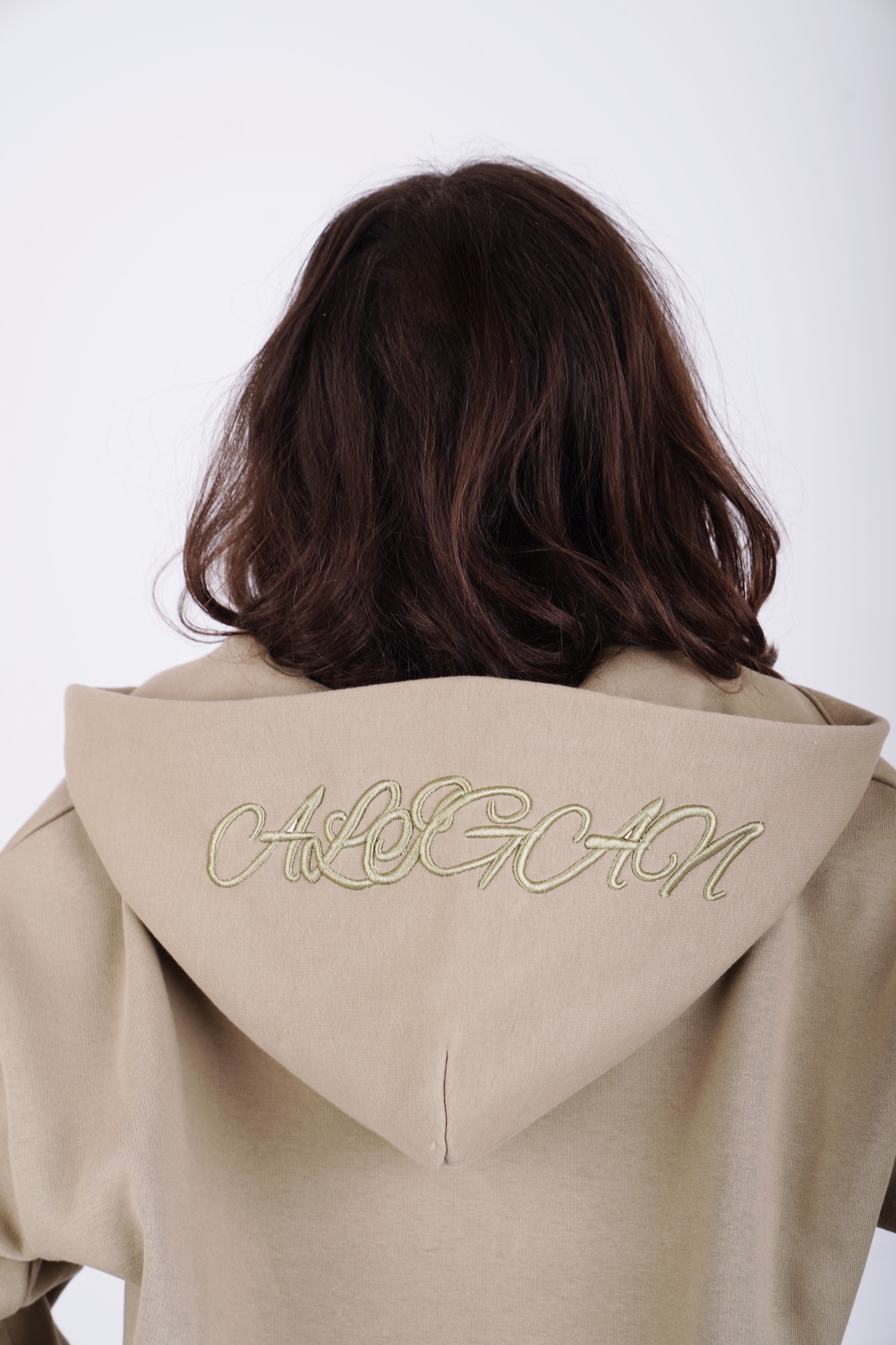 Embroidered sweatshirt full zip - olive mist