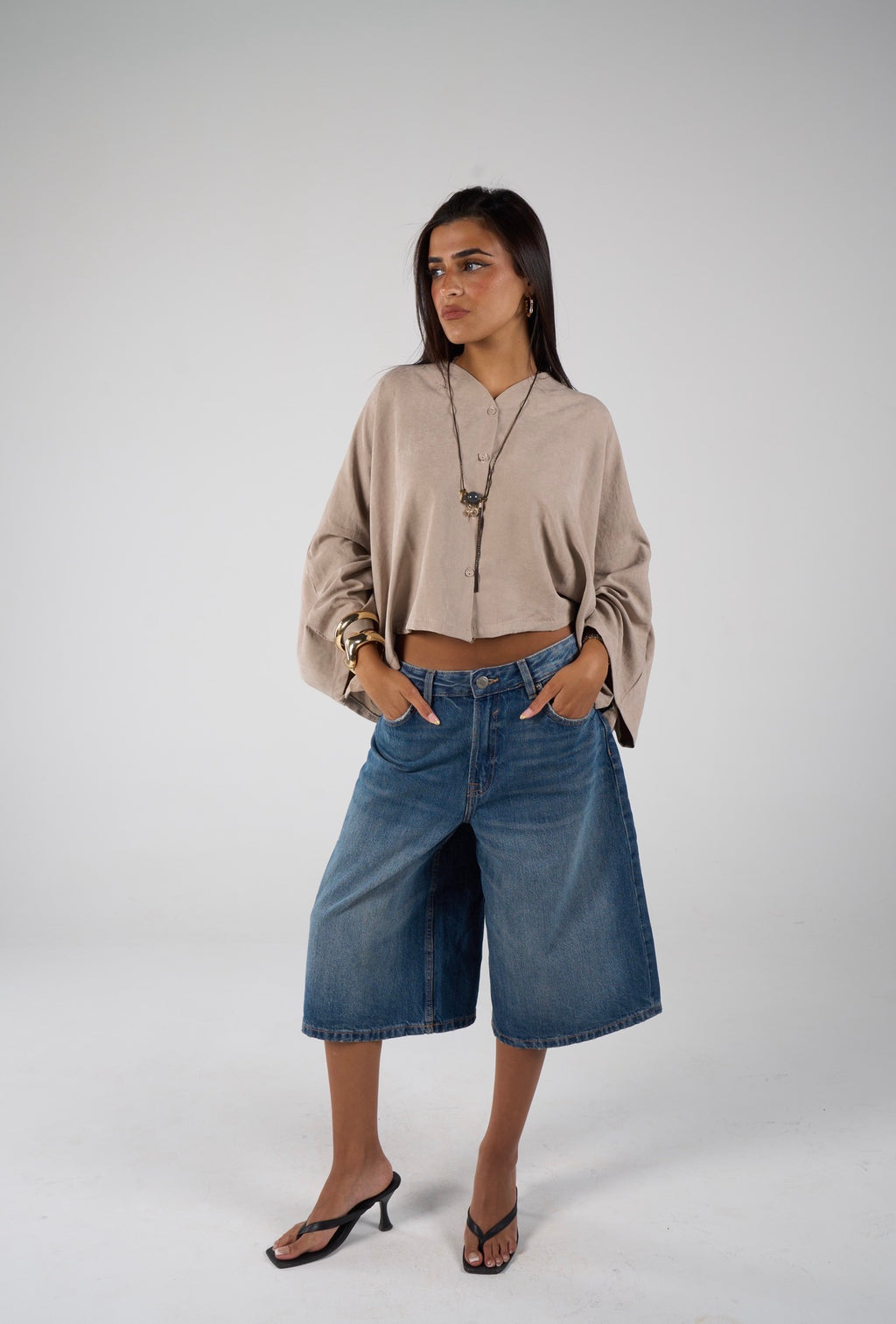 Sunset flare shirt - beige