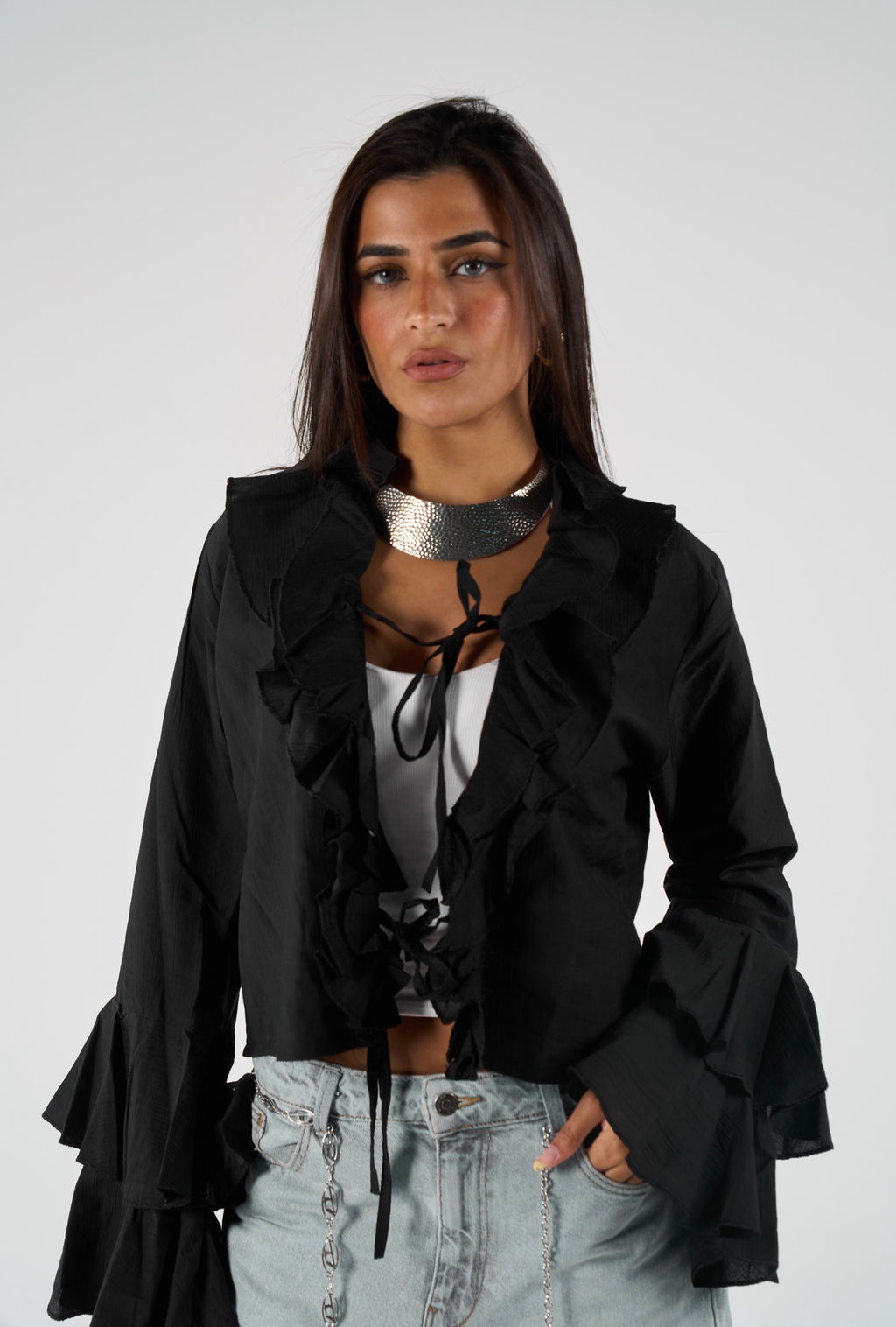 Ruffles blouse - black