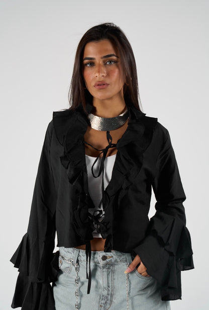 Ruffles blouse - black