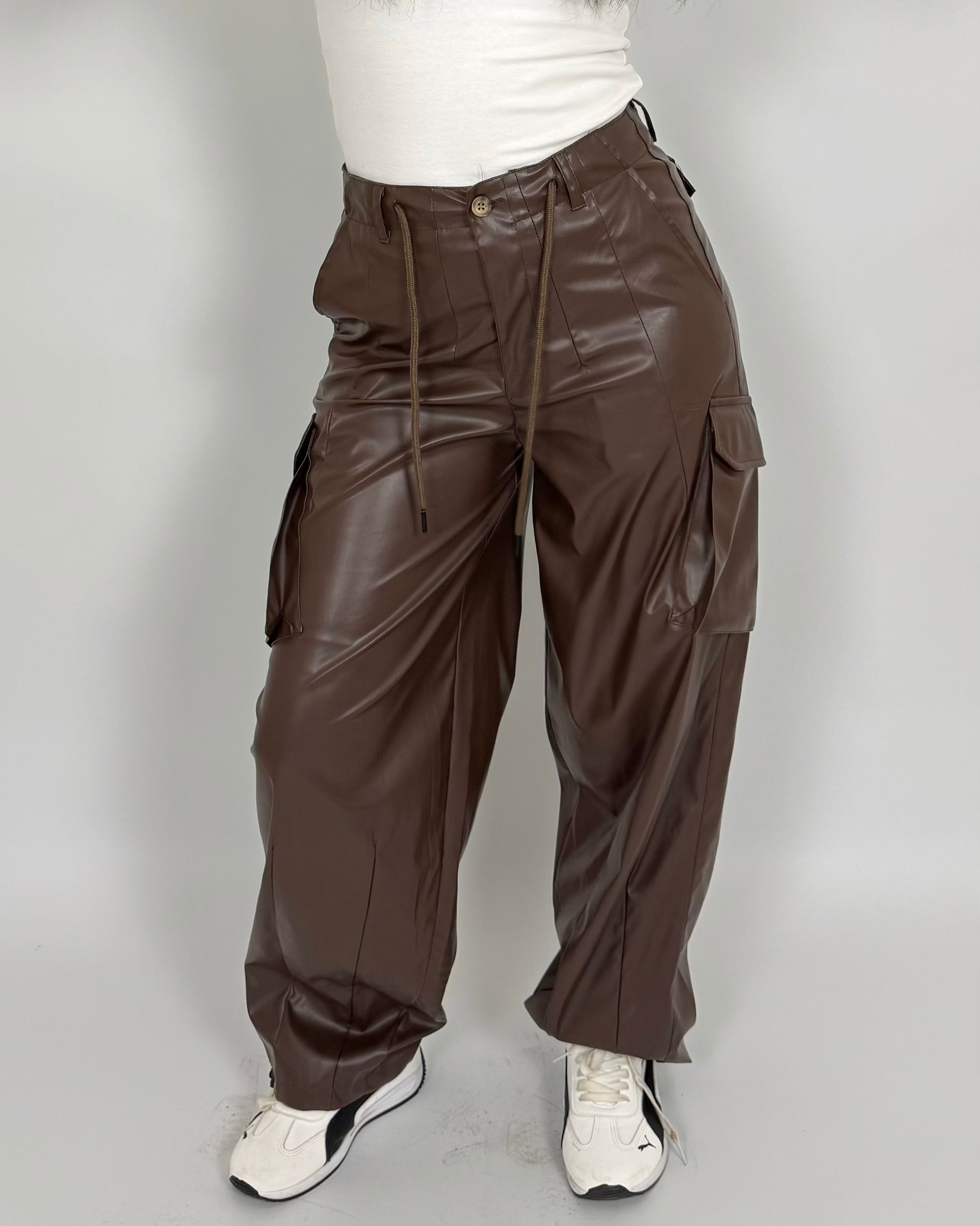 Leather cargo pants