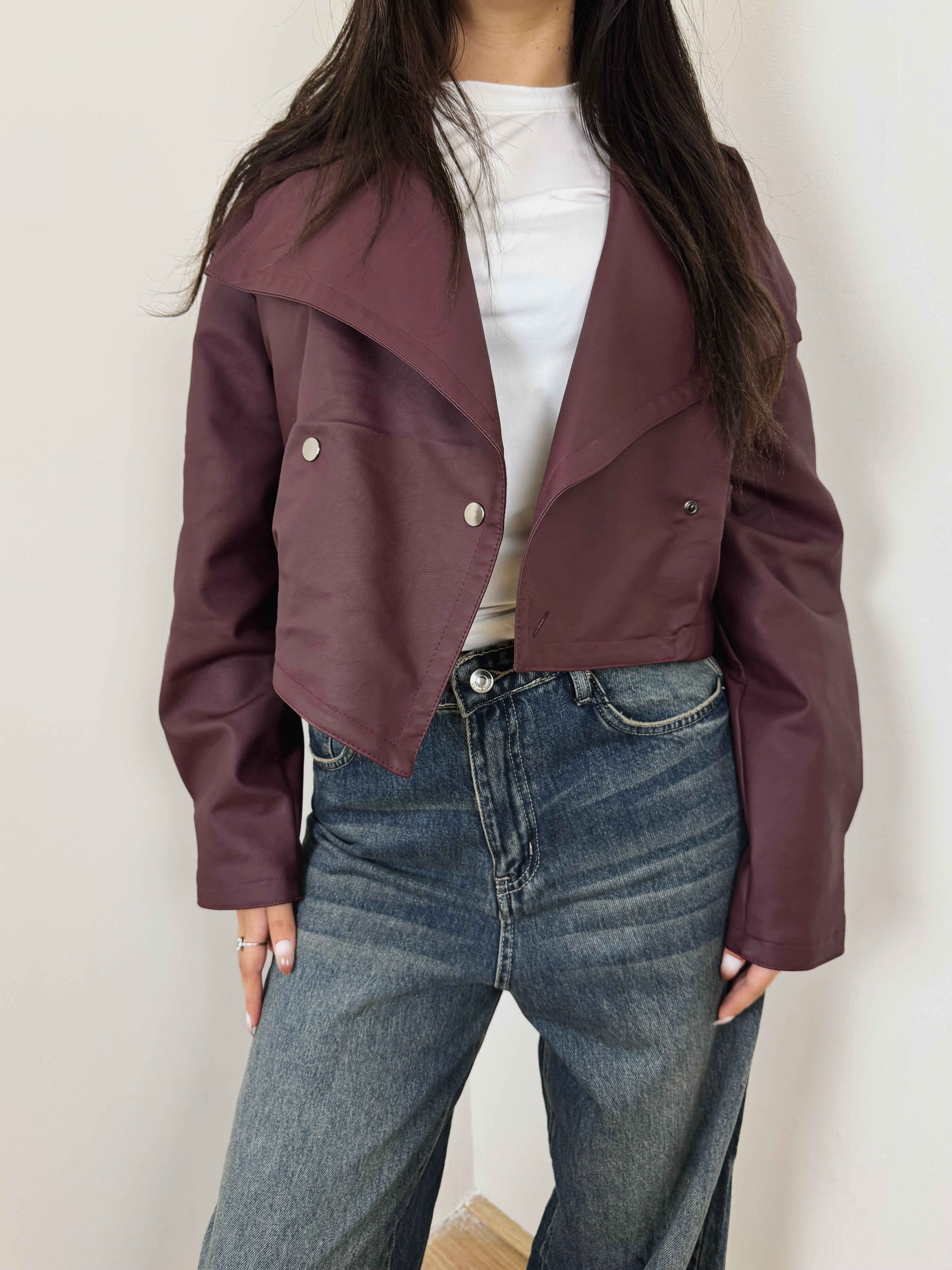 Cropped leather jacket