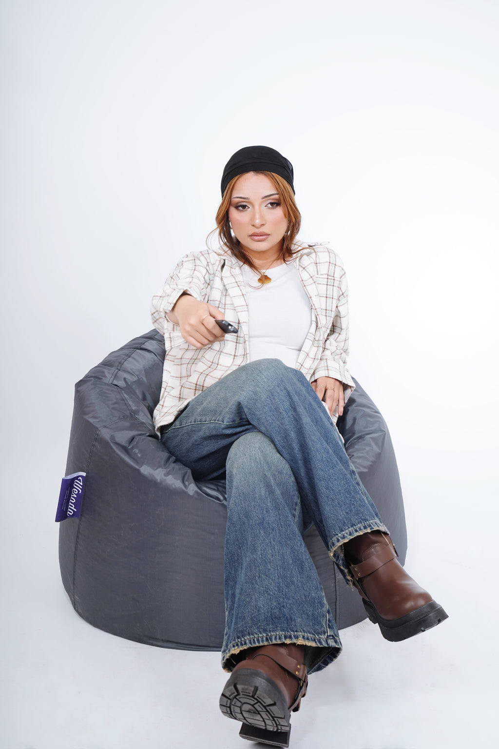 Plaid oversize shirt - offwhite