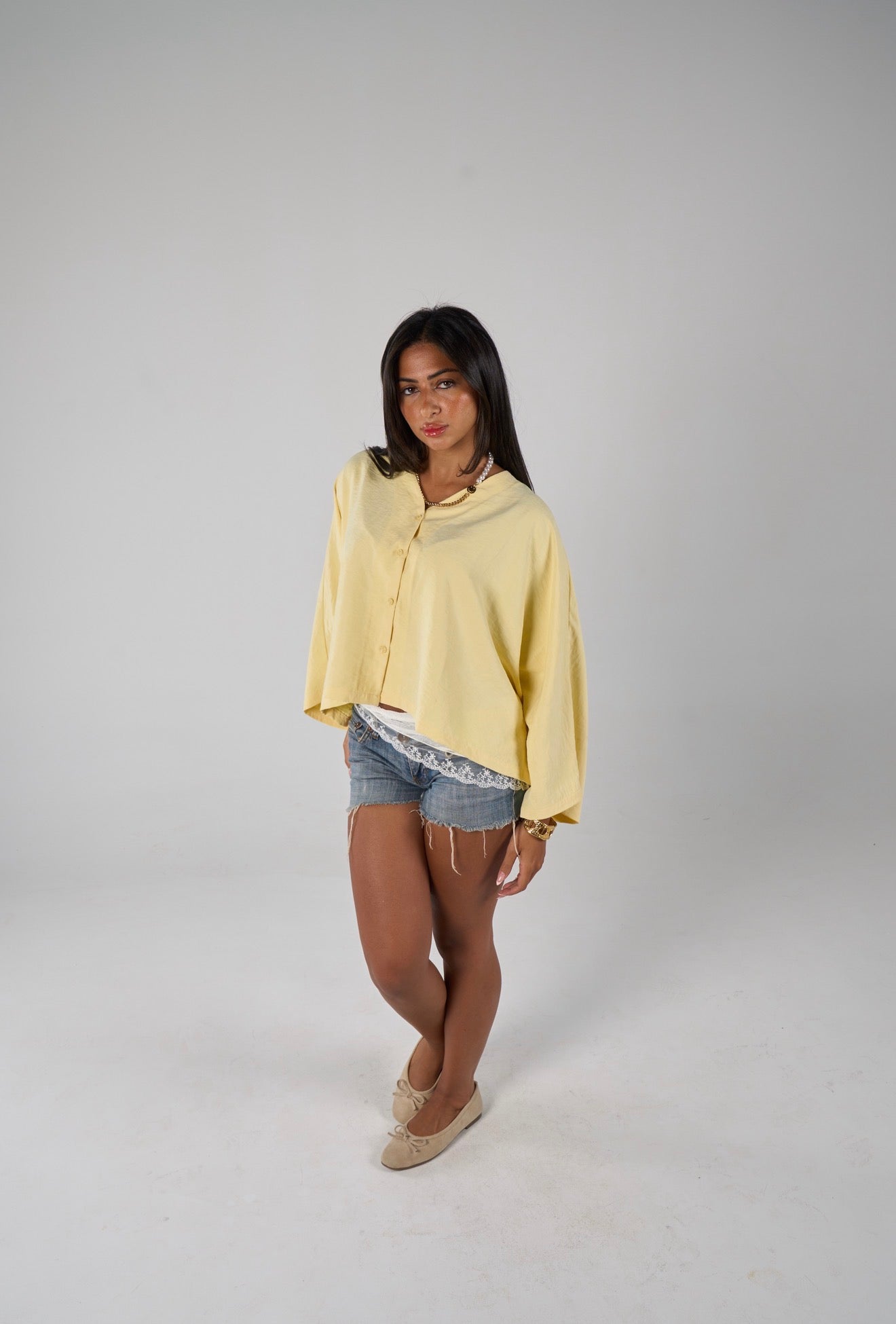 Sunset flare shirt - powder yellow