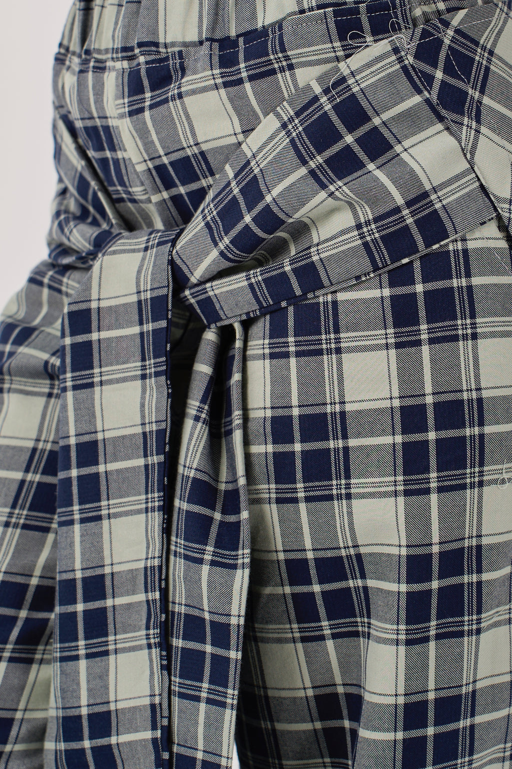 Plaid tie-waist pants - mint green