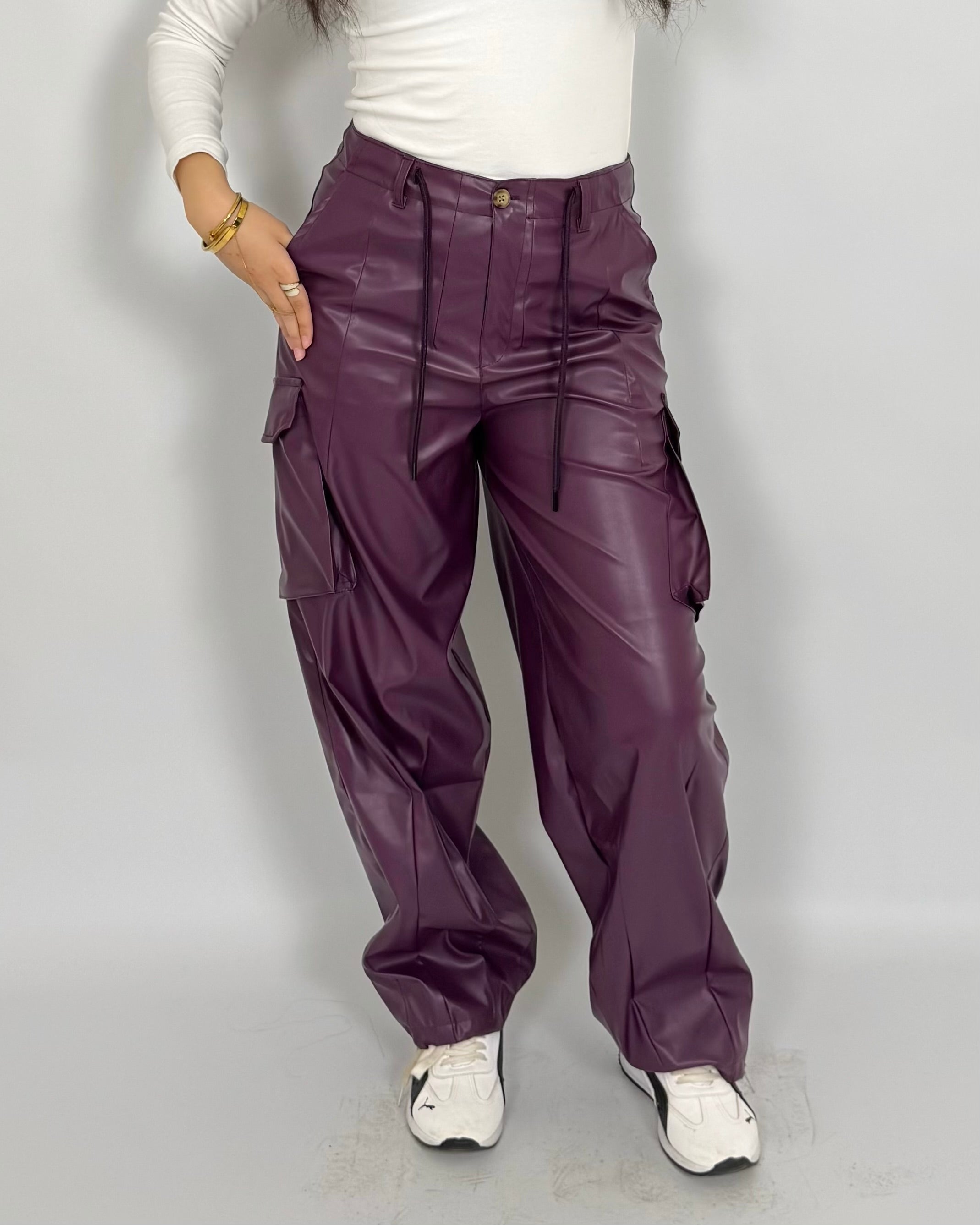 Leather cargo pants