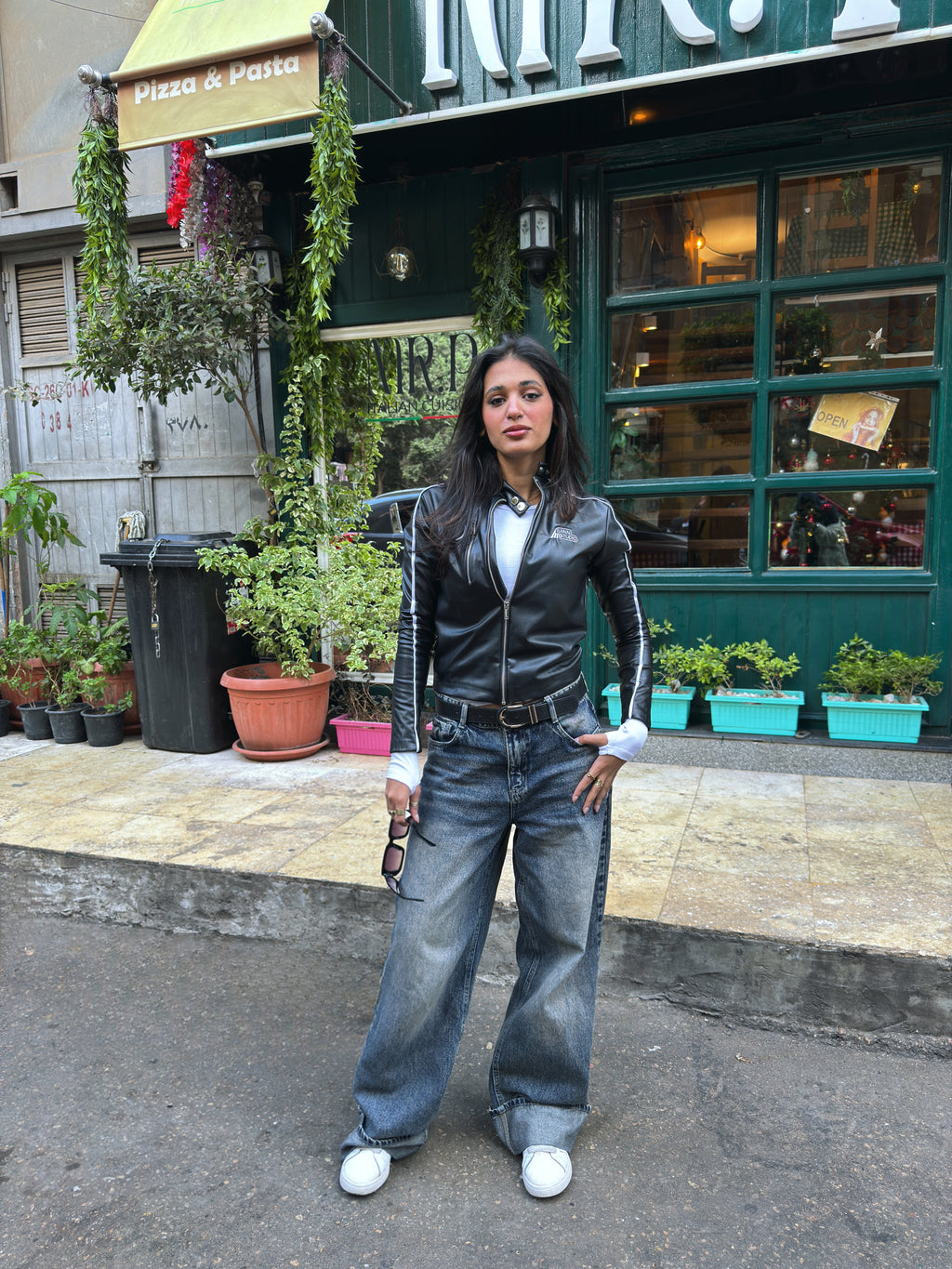 Racing leather jacket - black