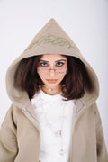 Embroidered sweatshirt full zip - olive mist