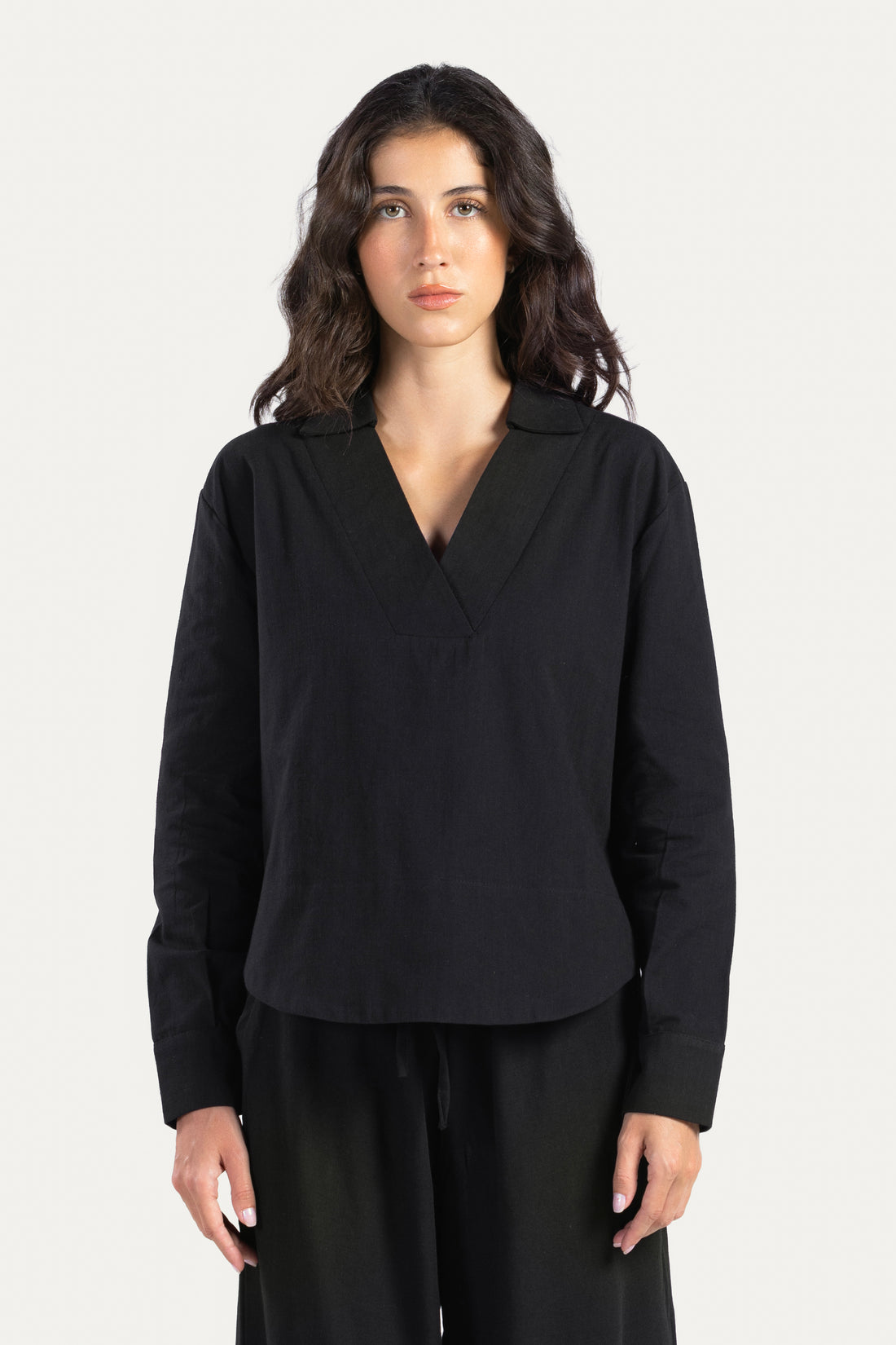 V neck linen blouse