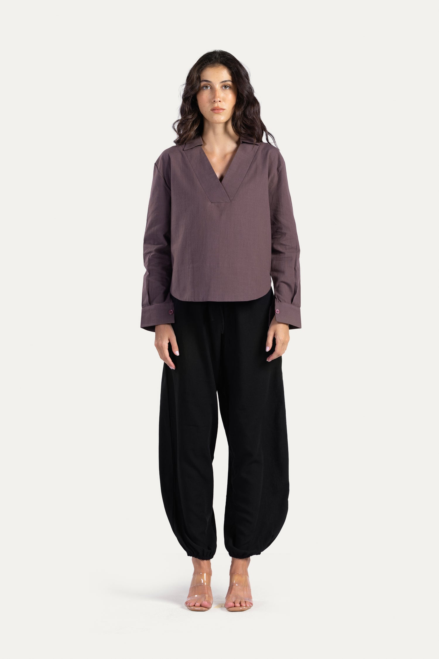 V neck linen blouse