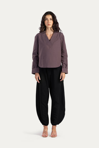 V neck linen blouse