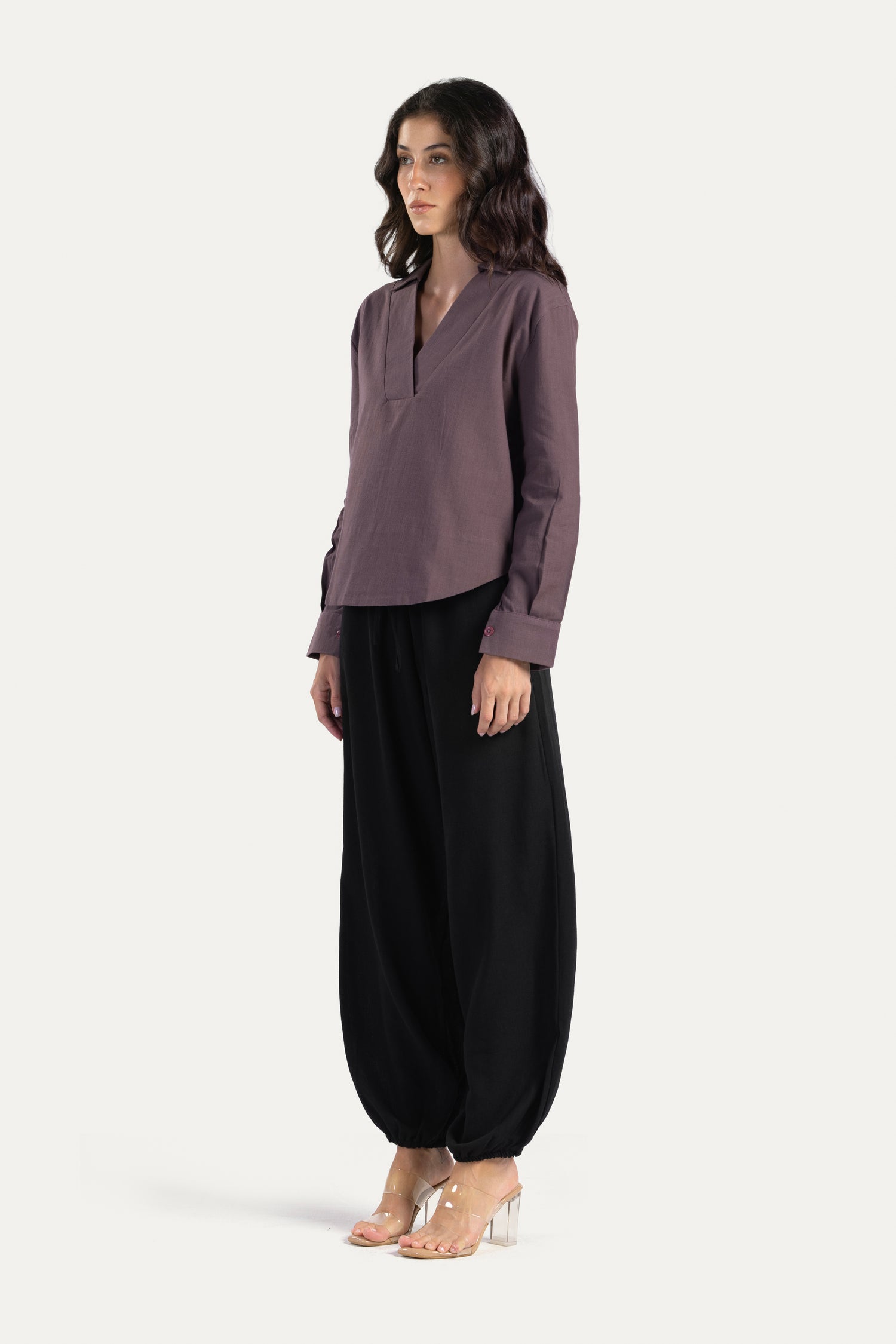 V neck linen blouse