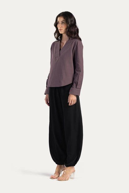 V neck linen blouse