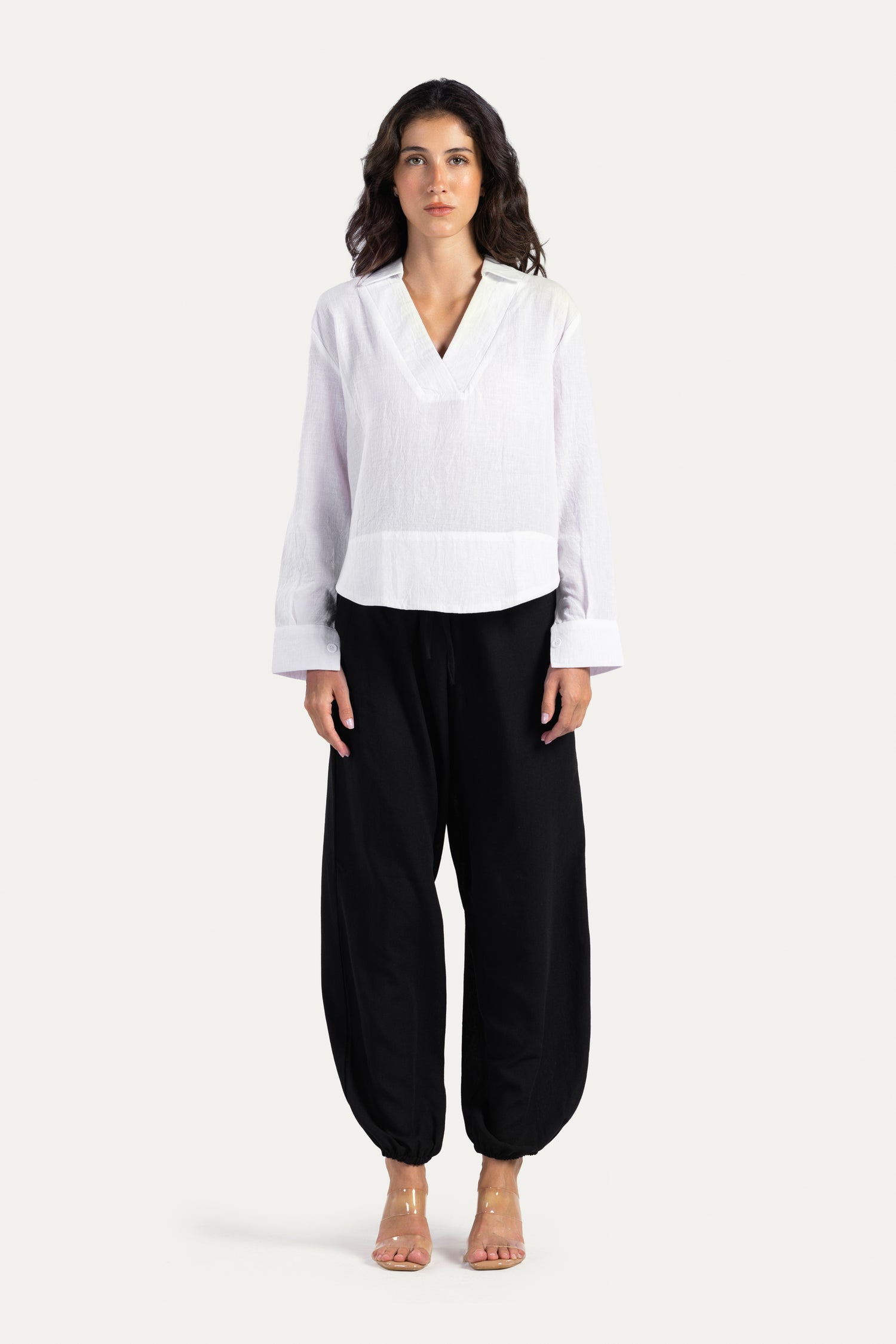 V neck linen blouse