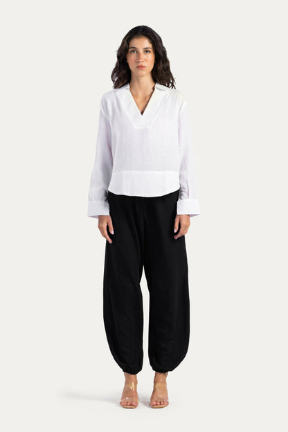 V neck linen blouse