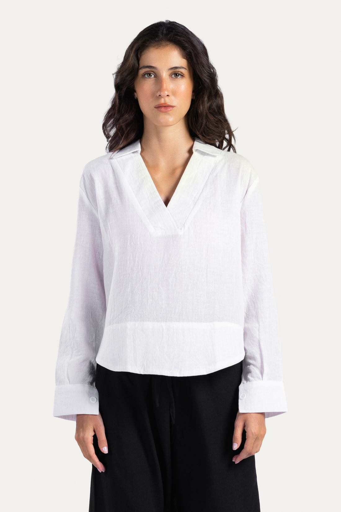 V neck linen blouse