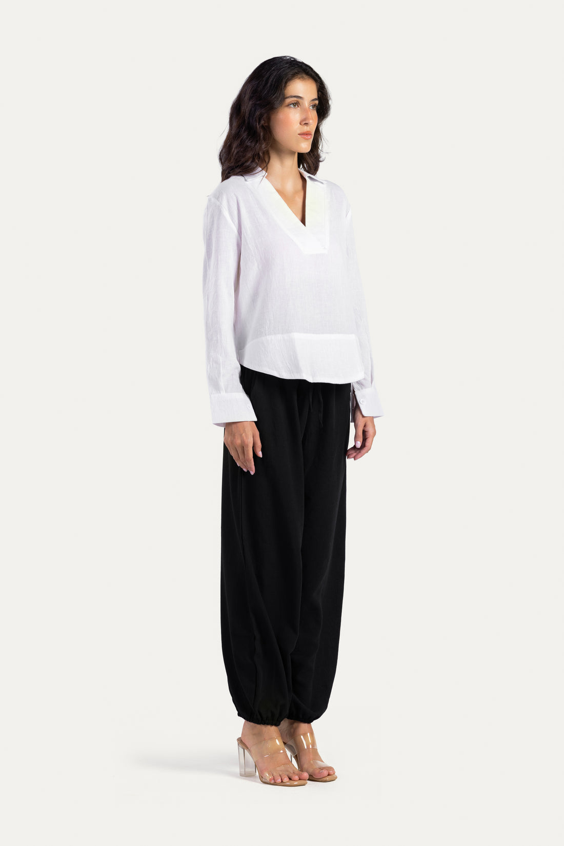 V neck linen blouse