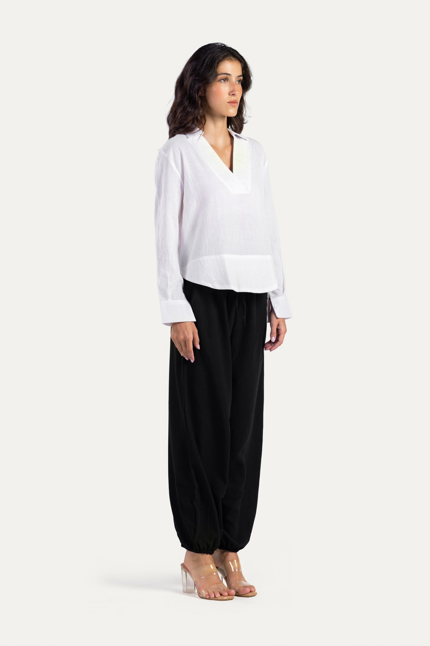 V neck linen blouse