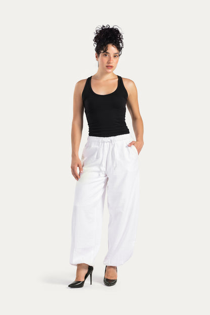 Ballon-fit linen pants