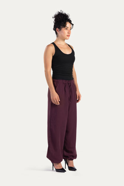 Ballon-fit linen pants