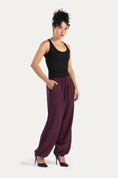 Ballon-fit linen pants