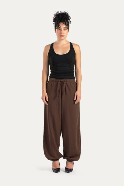 Ballon-fit linen pants